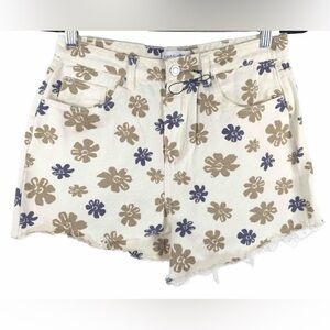 NWOT KHAKI & BLUE Flower Print Twill Frayed Raw Hem Cut-Off Denim Shorts‎ 11/30